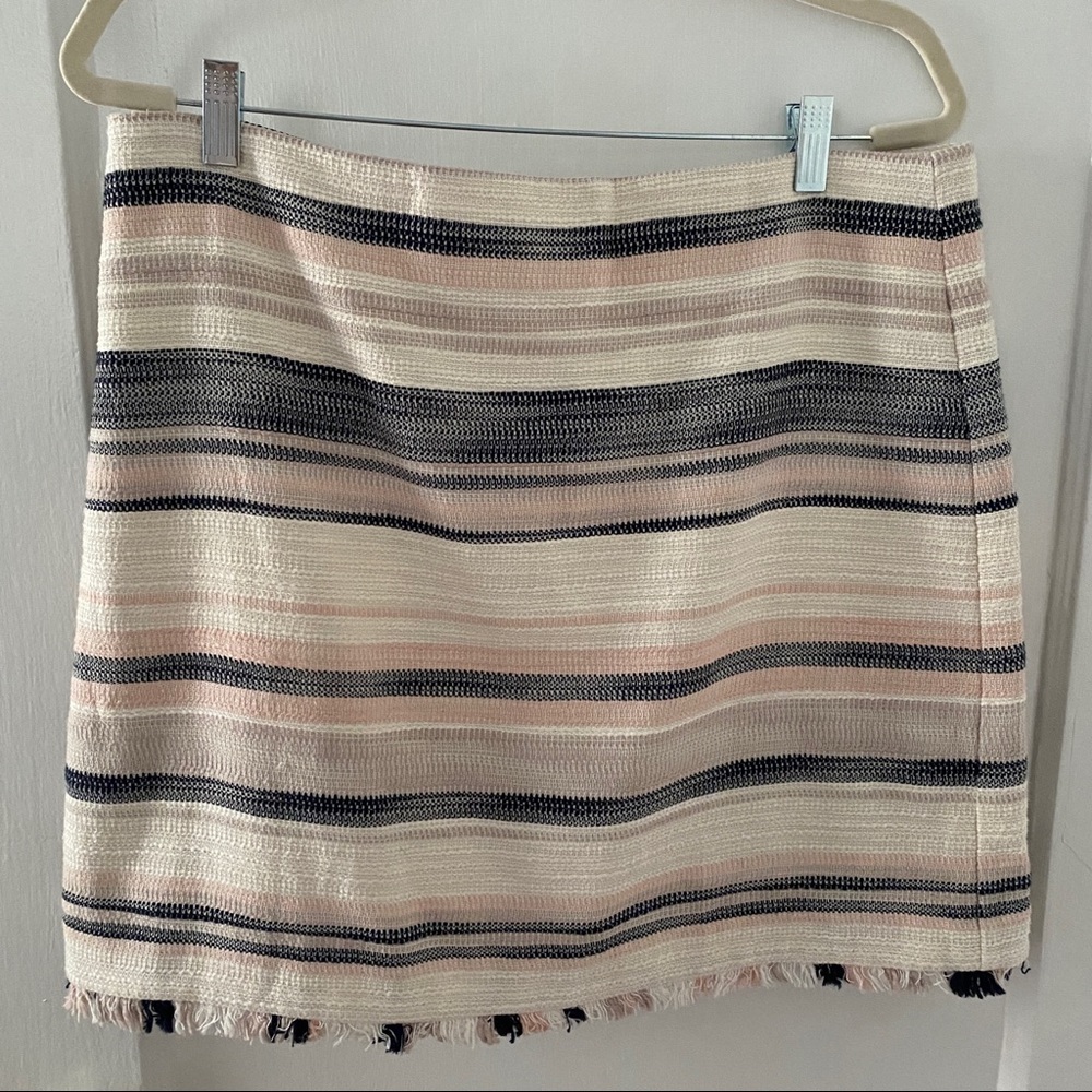 Ann Taylor LOFT pastel stripe tweed skirt size L
